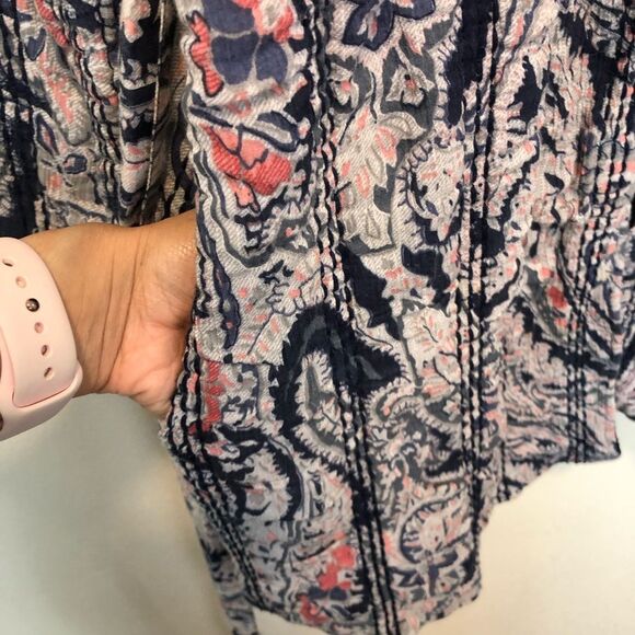 Oysho Quilted Long Sleeve Longline Open Front Floral Cardigan Sweater Size Large - Picture 8 of 8